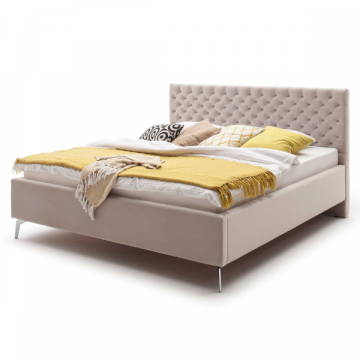Doppelbett Janice mit Stauraum 180x200cm - beige/chrom
