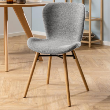 Stuhl aus Stoff Tilda mit schrägen Beinen - grau/gelb