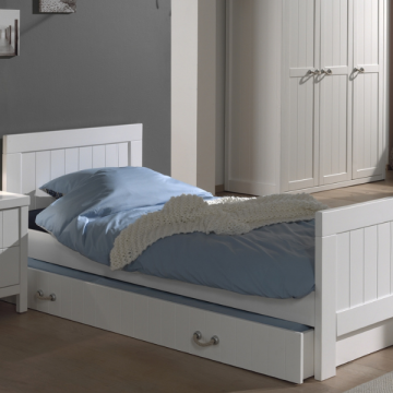 Kinderbett Lewis mit Bettkasten 90x200 cm (inkl. Lattenrost) - weiß lackiert