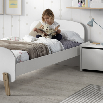 Kinderbett 90x200 cm mit Lattenrost und Nachttisch Kiddy-weiß