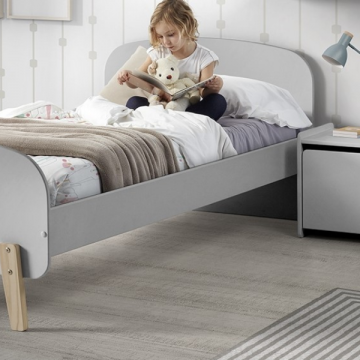 Kinderbett 90x200 cm mit Lattenrost und Nachttisch Kiddy-grau