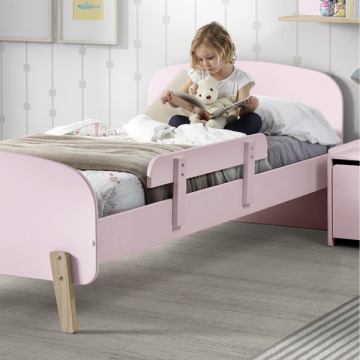 Kinderbett 90x200 mit Bettgitter - rosa