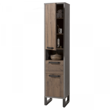 Säulenschrank Faber mit 2 Türen und 1 Schublade - Eiche Dekor/Betonoptik
