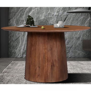 Runder hellbrauner Tisch 'Miguel' | Magnolienholz massiv | 76H x 130B x 130D cm