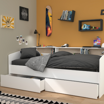Kinderbett Sleep 90x200cm mit Bettkästen - weiß