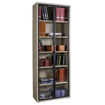 Bücherregal Da Vinci | 2 Glastüren | 81,6 x 35,5 x 217 cm | Elegancia Oak Design