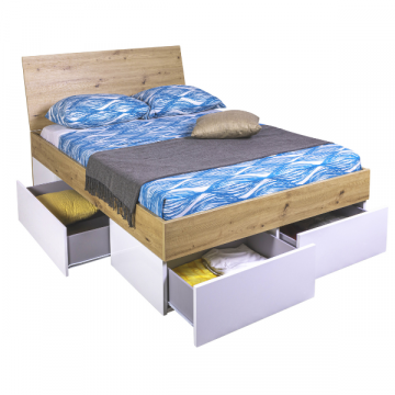 Doppelbett mit Schubladen Mundi | 140 x 200 cm | Artisan Oak Finish