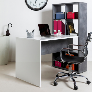 Schreibtischkombination mit Stauraum Velata | Tisch und Schrank | Weiß Hochglanz / Tadao Stone Design