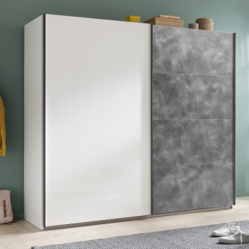 Kleiderschrank Systema | 251 x 59,6 x 222,6 cm | Weiß Hochglanz / Design Tadao Stone