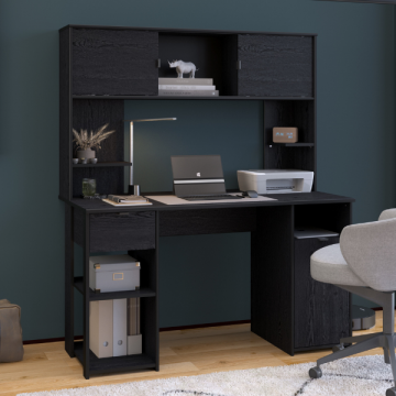 Schreibtisch Danilsa mit Ablage - schwarz