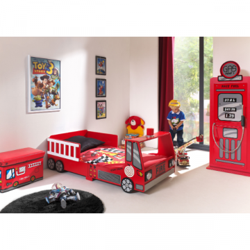 Kinderzimmer-Set Feuerwehr - Feuerwehrbett & Kleiderschrank - MDF/rot 