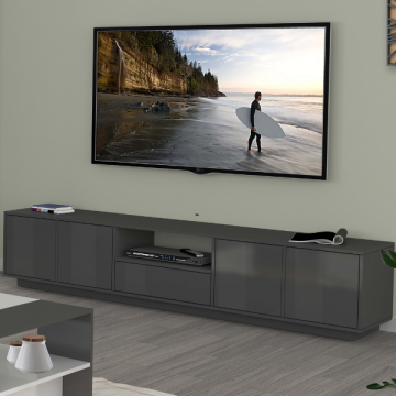 TV-Schrank Orlando | 220 x 41,5 x 46 cm | Lacquered Anthracite Design