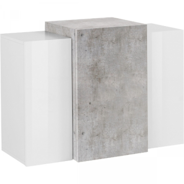 Hängeschrank Porro | 90 x 38 x 65,5 cm | High Gloss White & Concrete Design