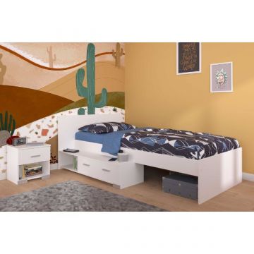 Kinderzimmer-Set Galaxy | Einzelbett, Nachttisch | Weiß