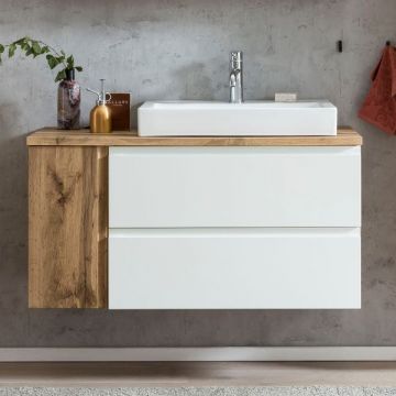 Waschbeckenschrank Varese | 105 x 47 x 65 cm | Wotan Oak / Weiß