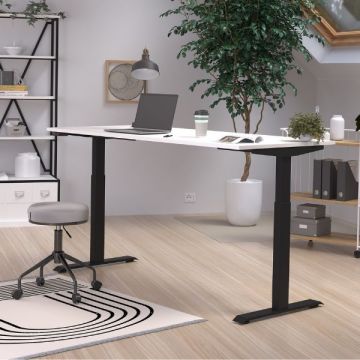 Schreibtisch Hermoso | 180 x 80 x 120 cm | Weiß-schwarzes Design