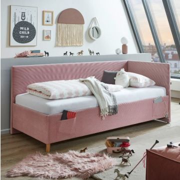Einzelbett Cool | Mit Rückenlehne | 120 x 200 cm | Rosa Design