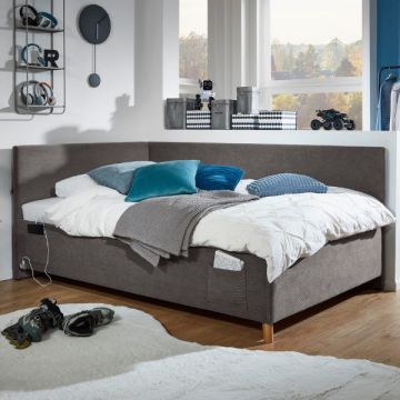 Doppelbett Cool | Mit Rückenlehne | 140 x 200 cm | Anthrazit Design