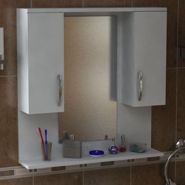 Furny Home Badezimmerschrank | 100% Melamin | Weiß | 80x83x18 cm