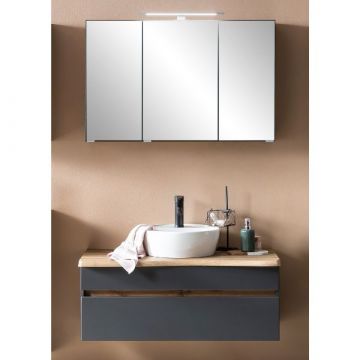 Badezimmerset Villach | Waschtischschrank und Spiegelschrank mit Beleuchtung | Graphitgrau