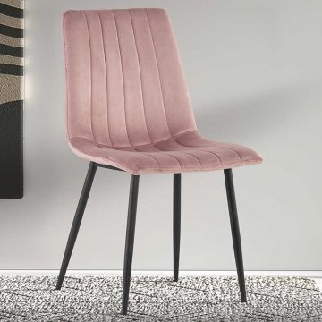 Stuhl Willie - Samt rosa/Füße schwarz