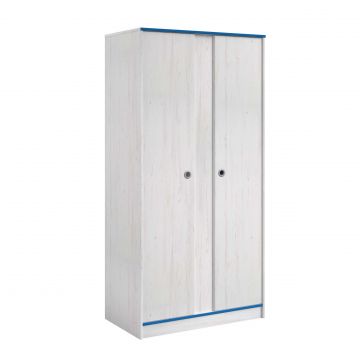 Kleiderschrank Smoozy 90cm 2 Türen - weiß/rosa oder weiß/blau
