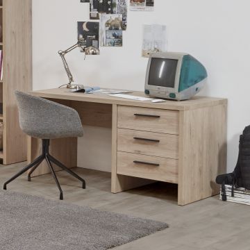 Schreibtisch Lavio mit 3 Schubladen - Eiche Dekor/schwarz