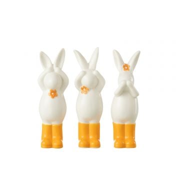 Kaninchen sehen/hören/sprechen porzellan orange/weiß 3 sortiert