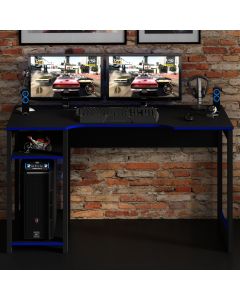 Gaming-Schreibtisch Vanos 136cm - schwarz/blau