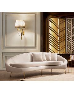 3-Sitzer-Sofa | Bequemes Design | Buchenholzgestell | Polyesterstoff | 255cm Länge