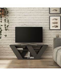 Anthrazitfarbener TV-Ständer aus Holz | 100% Melaminbeschichtung | 110x40x30 cm