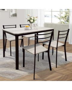 Tischset Lily, 4 Stühle - beige/schwarz
