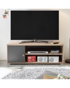 Tv-Möbel Moleskin 120cm mit 1 Tür - anthrazit/alter Stil 