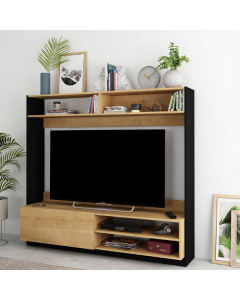TV-Möbel Daphne 163cm mit Falttür - Eiche/schwarz