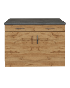 Küchenschrank Sorrella 100cm 2 Türen und 2 Schubladen - Eiche/Beton