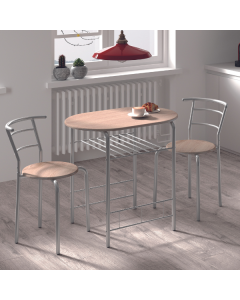 Tisch mit 2 Stühlen Ada-sonoma Eiche/graues Metall