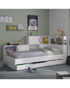 Jugendbett mit Bettkasten und Stauraum Erwan | 90 x 200 cm | Weiß
