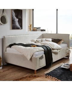 Einzelbett Ollie | Mit Rückenlehne | 120 x 200 cm | Beige Design