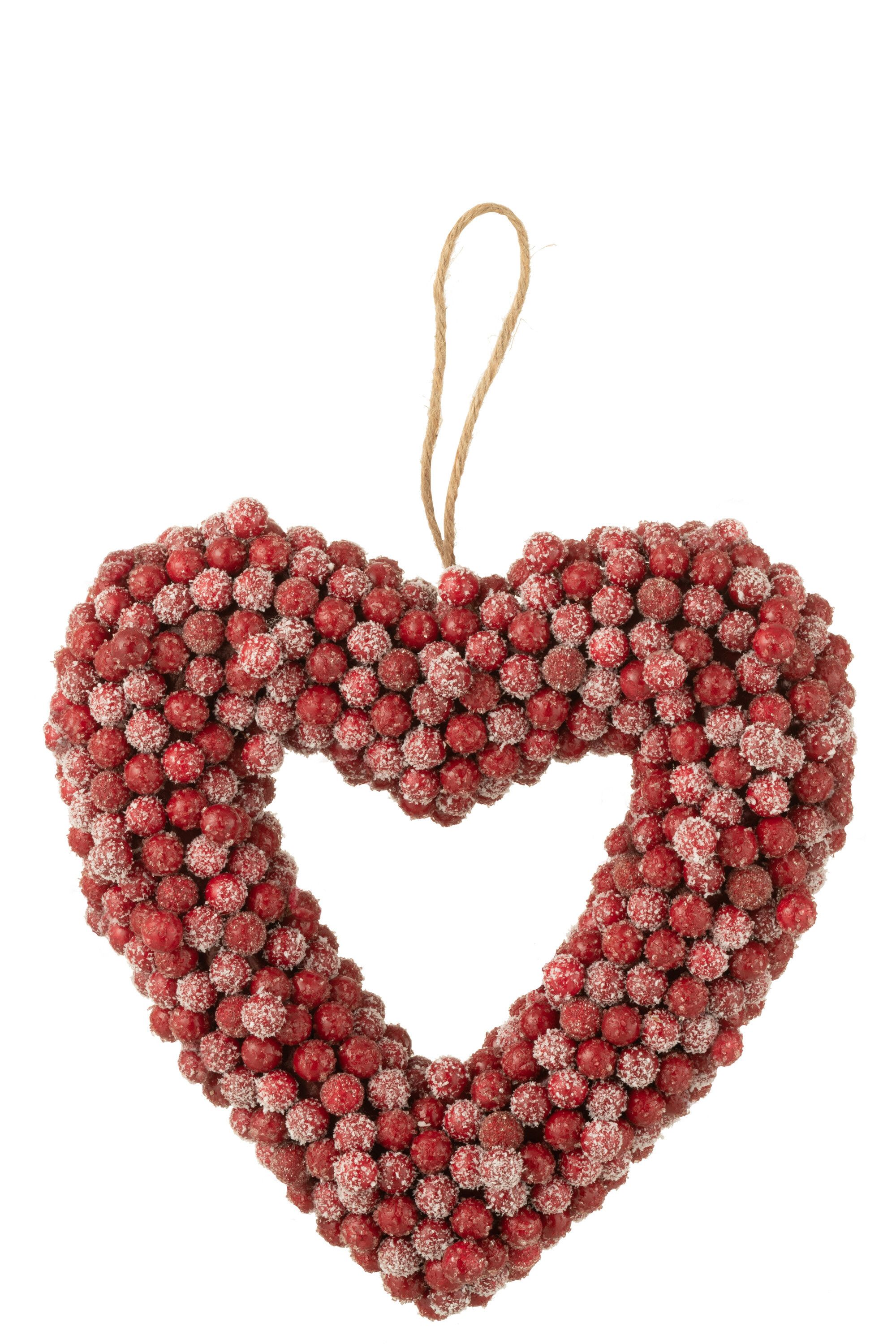 Kranz hängend herz beeren plastik rot
